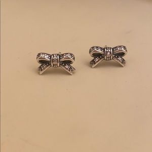 Pandora Silver Bow Studs with CZ